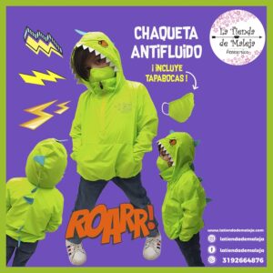 Chaqueta reptar dinosaurio antifluido protección para niños y niñas