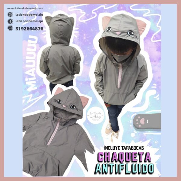 Chaqueta gatito antifluido protección para niños y niñas