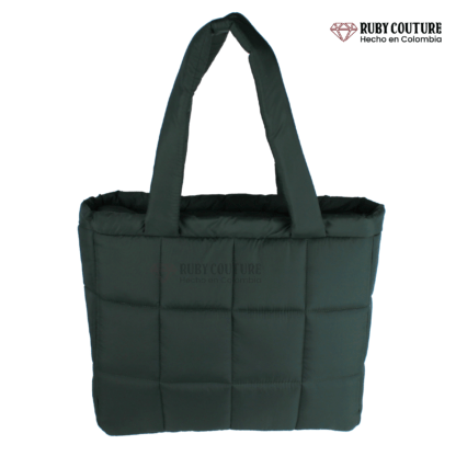 Puffer bag bolso acolchado verde militar hecho a mano en Colombia. Regalos Geniales Beyourself Ruby Couture